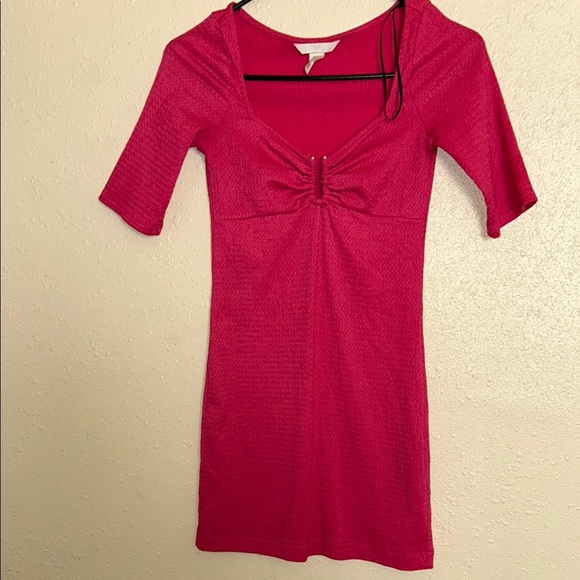 H&M Pink Bodycon Mini Dress Sweetheart Neckline - Picture 1 of 3